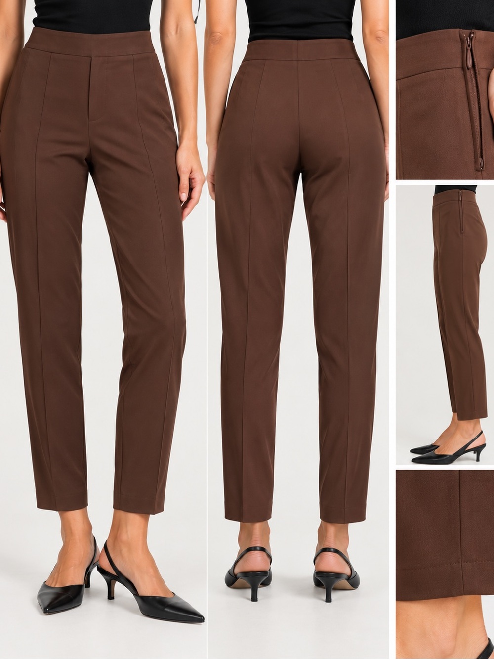 Lafayette 148 New York Brown Tailored Ankle Pants Side Zip • Size 12